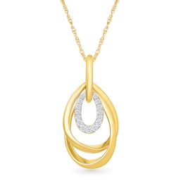 0.09 CT. T.W. Diamond Oval and Twist Teardrop Pendant in Sterling Silver with 24K Gold Vermeil