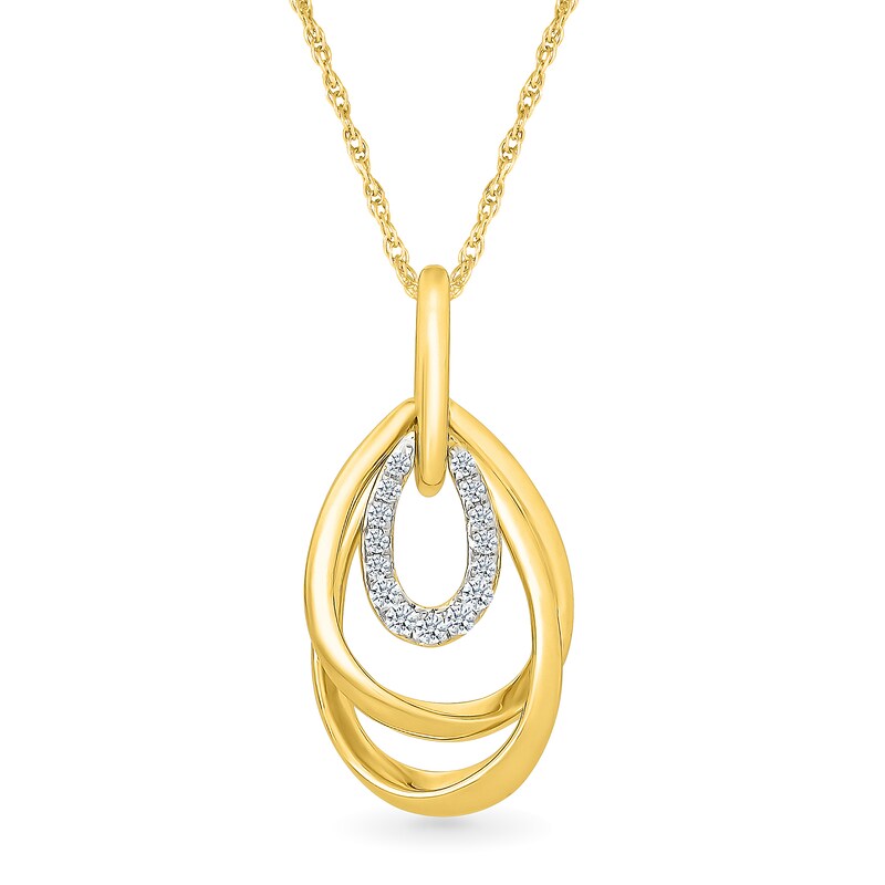 Main Image 1 of 0.09 CT. T.W. Diamond Oval and Twist Teardrop Pendant in Sterling Silver with 24K Gold Vermeil