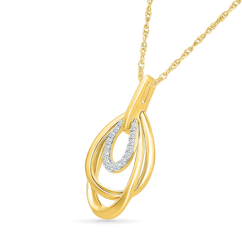 Main Image 2 of 0.09 CT. T.W. Diamond Oval and Twist Teardrop Pendant in Sterling Silver with 24K Gold Vermeil