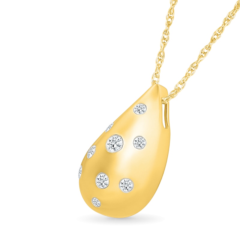 Main Image 2 of 0.12 CT. T.W. Diamond Scatter Puffed Teardrop Pendant in Sterling Silver with 24K Gold Vermeil