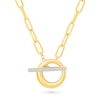 Thumbnail Image 1 of 0.09 CT. T.W. Diamond Toggle Bar Paper Clip Chain Necklace in Sterling Silver with 24K Gold Vermeil