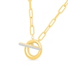 Thumbnail Image 2 of 0.09 CT. T.W. Diamond Toggle Bar Paper Clip Chain Necklace in Sterling Silver with 24K Gold Vermeil