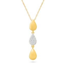 0.065 CT. T.W. Diamond Teardrop Trio Dangle Pendant in Sterling Silver with 24K Gold Vermeil