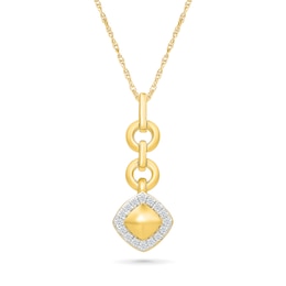 0.12 CT. T.W. Diamond Frame Tilted Cushion Pendant in Sterling Silver with 24K Gold Vermeil