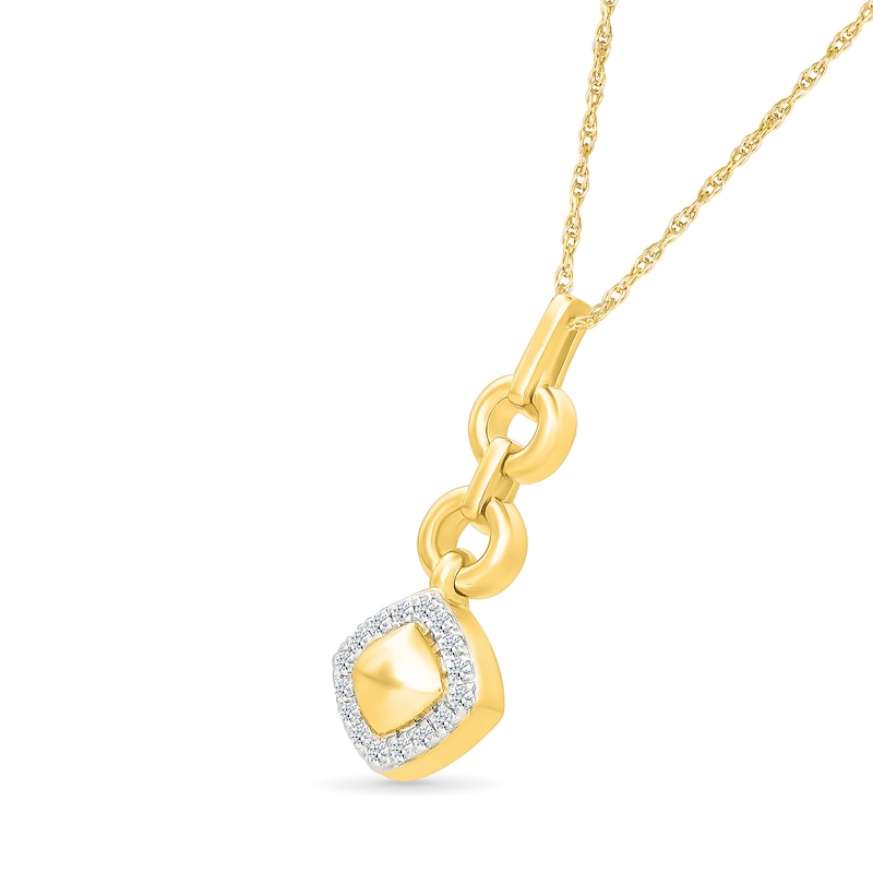 0.12 CT. T.W. Diamond Frame Tilted Cushion Pendant in Sterling Silver with 24K Gold Vermeil