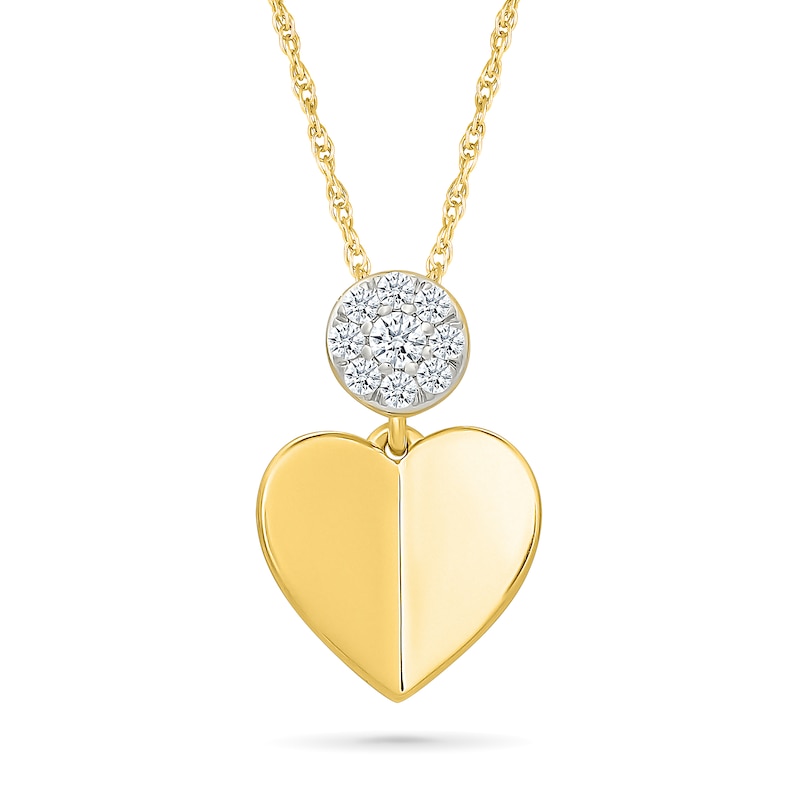 0.10 CT. T.W. Diamond Folded Heart Pendant in Sterling Silver with 24K Gold Vermeil