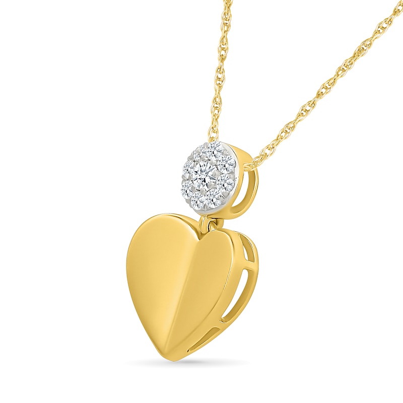 0.10 CT. T.W. Diamond Folded Heart Pendant in Sterling Silver with 24K Gold Vermeil