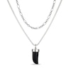 Thumbnail Image 1 of 18.0mm Black Onyx Horn Pendant and Layered Double-Chain Necklace in Sterling Silver - 22"