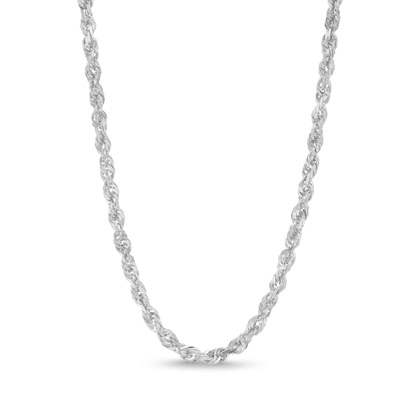 Main Image 1 of 4.4mm Glitter Rope Chain Necklace in Semi-Solid 10K White Gold - 24"