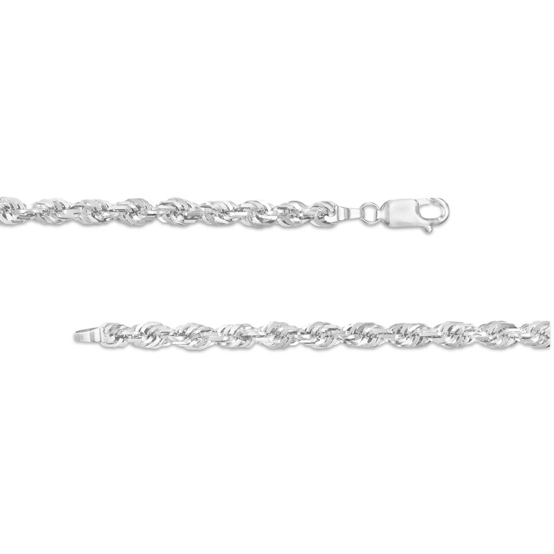 5.5mm Glitter Rope Chain Necklace in Semi-Solid 10K White Gold, 22"