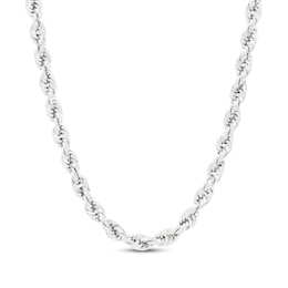 3.85mm Glitter Rope Chain Necklace in Semi-Solid 10K White Gold - 24"