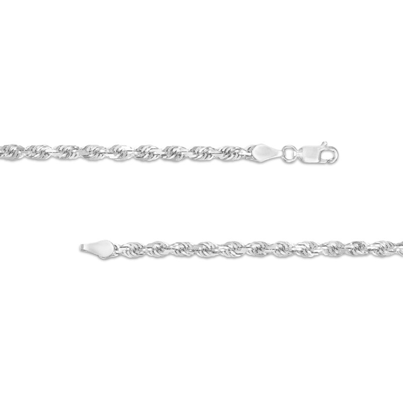 3.85mm Glitter Rope Chain Necklace in Semi-Solid 10K White Gold