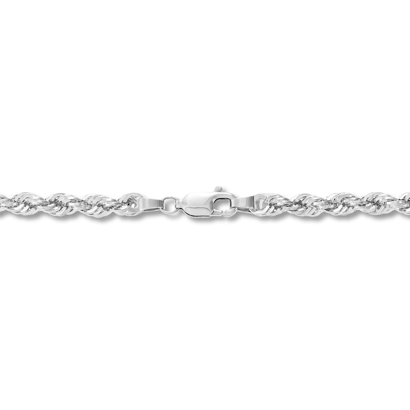 3.85mm Glitter Rope Chain Necklace in Semi-Solid 10K White Gold