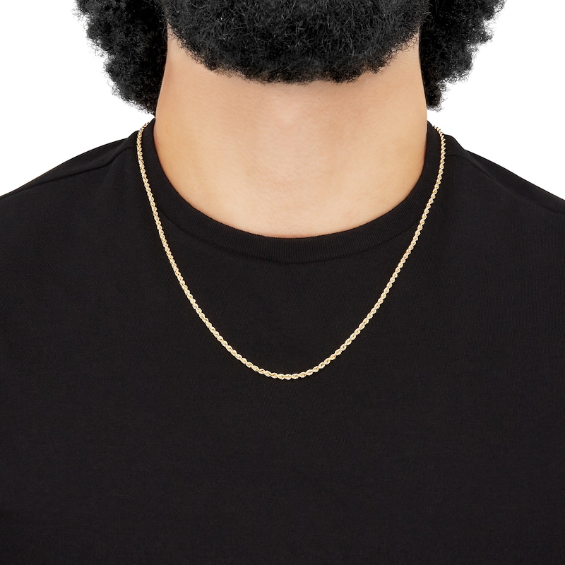 2.3mm Glitter Rope Chain Necklace in Semi-Solid 10K Gold - 22"