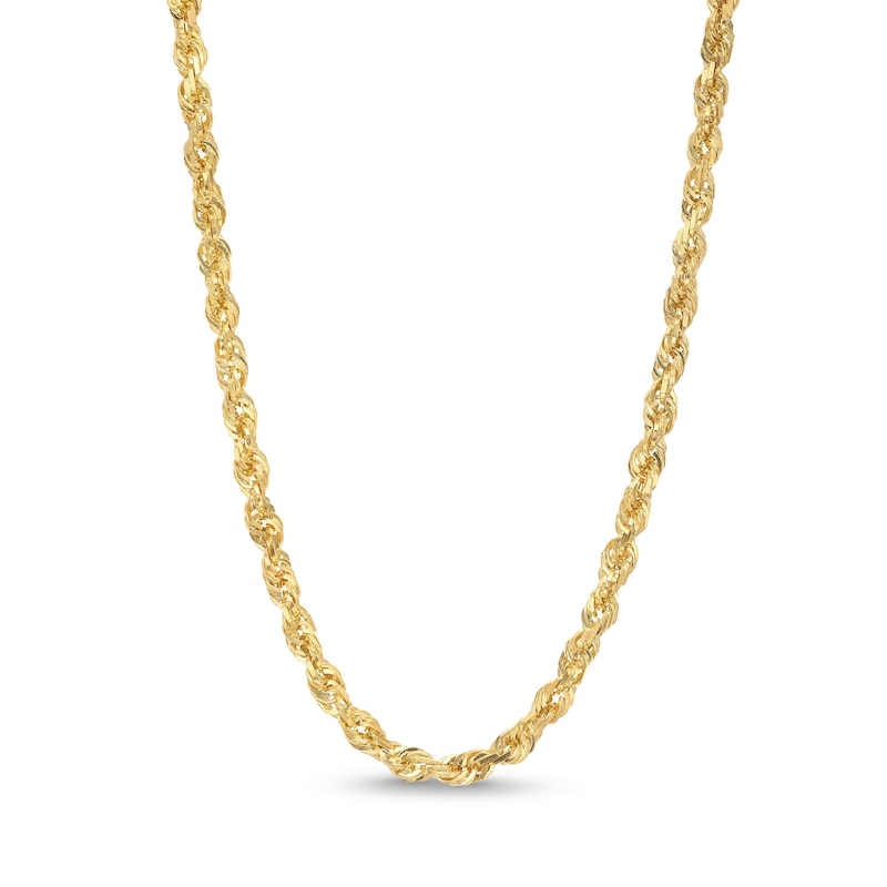 4.4mm Glitter Rope Chain Necklace in Semi-Solid 10K Gold - 22"