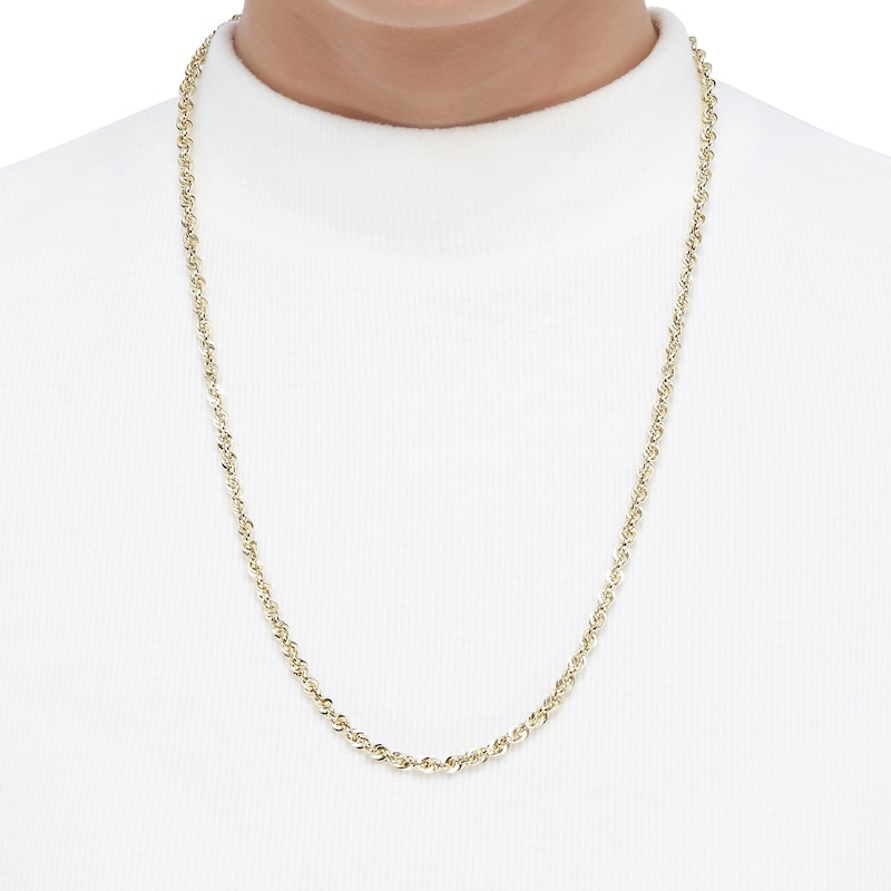 4.4mm Glitter Rope Chain Necklace in Semi-Solid 10K Gold - 22"