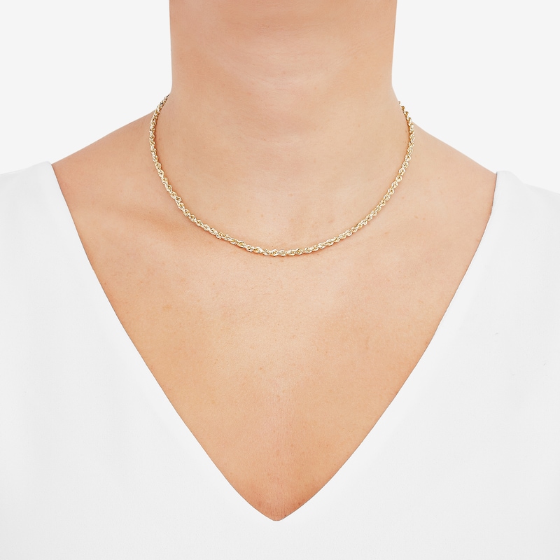 3.0mm Glitter Rope Chain Necklace in Semi-Solid 10K Gold