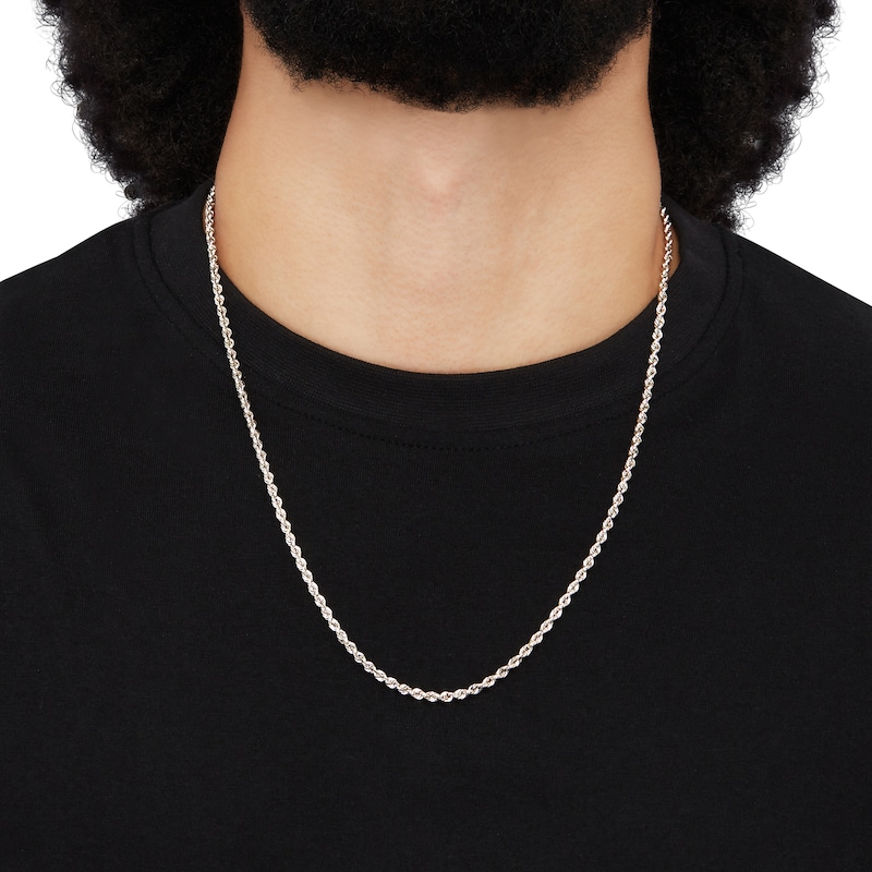 3.0mm Glitter Rope Chain Necklace in Semi-Solid 10K Gold