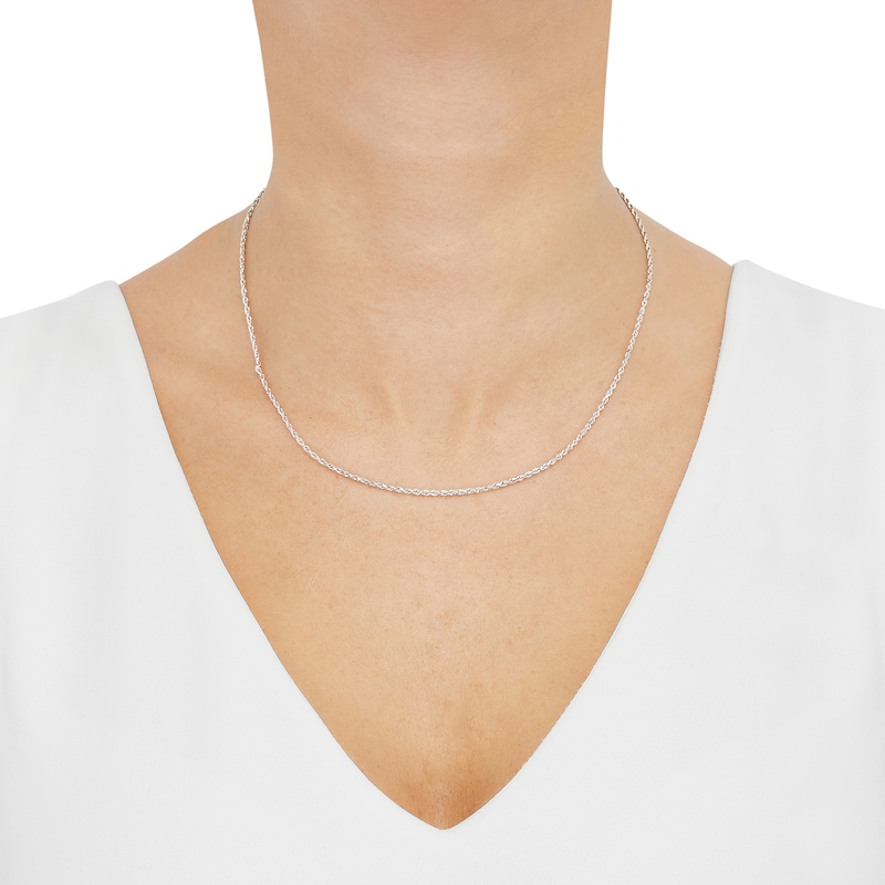 1.6mm Glitter Rope Chain Necklace in Solid 10K White Gold