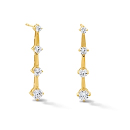 1.00 CT. T.W. Milestones Certified Lab-Grown Diamond Graduated Drop Earrings in 10K Gold (F/SI2)