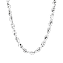 4.4mm Glitter Rope Chain Necklace in Semi-Solid 10K White Gold - 22"