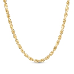 5.5mm Glitter Rope Chain Necklace in Semi-Solid 10K Gold - 26"