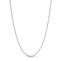1.6mm Glitter Rope Chain Necklace in Solid 10K White Gold - 16"