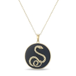 Black Onyx Snake Pendant in 10K Gold