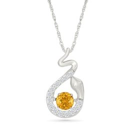 Citrine and White Lab-Created Sapphire Snake Pendant in Sterling Silver