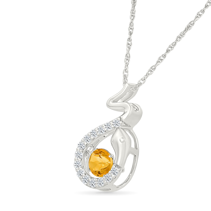 Main Image 2 of Citrine and White Lab-Created Sapphire Snake Pendant in Sterling Silver