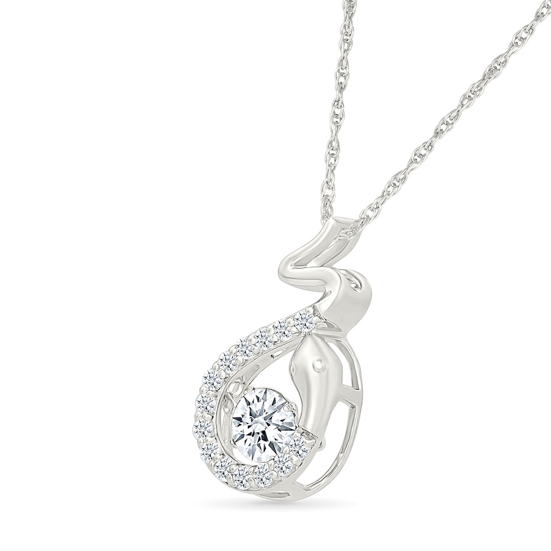 Main Image 2 of White Lab-Created Sapphire Snake Pendant in Sterling Silver