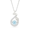 Thumbnail Image 1 of 4.5mm Aquamarine and White Lab-Created Sapphire Animal Pendant Necklace in 18K White Gold-Plated Sterling Silver