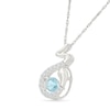 Thumbnail Image 2 of 4.5mm Aquamarine and White Lab-Created Sapphire Animal Pendant Necklace in 18K White Gold-Plated Sterling Silver