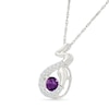 Thumbnail Image 2 of Amethyst and White Lab-Created Sapphire Snake Pendant in Sterling Silver