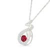 Thumbnail Image 2 of Lab-Created Ruby and White Lab-Created Sapphire Snake Pendant in Sterling Silver