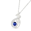 Thumbnail Image 2 of Blue and White Lab-Created Sapphire Snake Pendant in Sterling Silver
