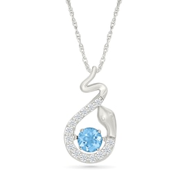Swiss Blue Topaz and White Lab-Created Sapphire Snake Pendant in Sterling Silver
