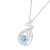 Thumbnail Image 2 of Swiss Blue Topaz and White Lab-Created Sapphire Snake Pendant in Sterling Silver