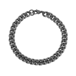 8.0mm Diamond-Cut Flat Curb Chain Bracelet in Black Ion-Plated Stainless Steel - 8.5"