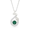 Thumbnail Image 1 of Lab-Created Emerald and White Lab-Created Sapphire Snake Pendant in Sterling Silver