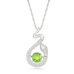 Peridot and White Lab-Created Sapphire Snake Pendant in Sterling Silver