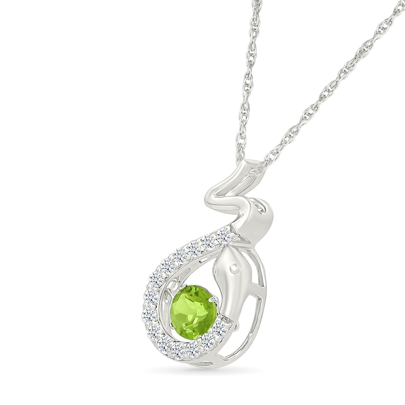 Main Image 2 of Peridot and White Lab-Created Sapphire Snake Pendant in Sterling Silver