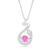 Thumbnail Image 1 of Pink and White Lab-Created Sapphire Snake Pendant in Sterling Silver