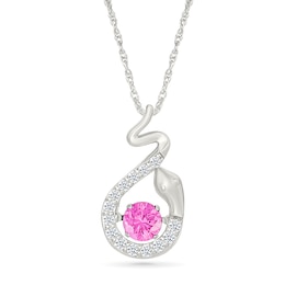 Pink and White Lab-Created Sapphire Snake Pendant in Sterling Silver