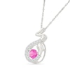 Thumbnail Image 2 of Pink and White Lab-Created Sapphire Snake Pendant in Sterling Silver