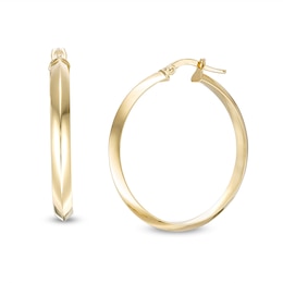 33.8mm Knife Edge Hoop Earrings in Hollow 10K Gold