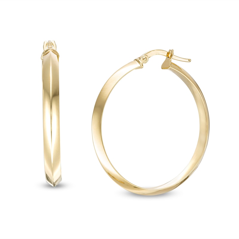 33.8mm Knife Edge Hoop Earrings in Hollow 10K Gold