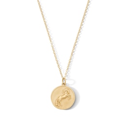 Rearing Horse Medallion Pendant in Solid 14K Gold