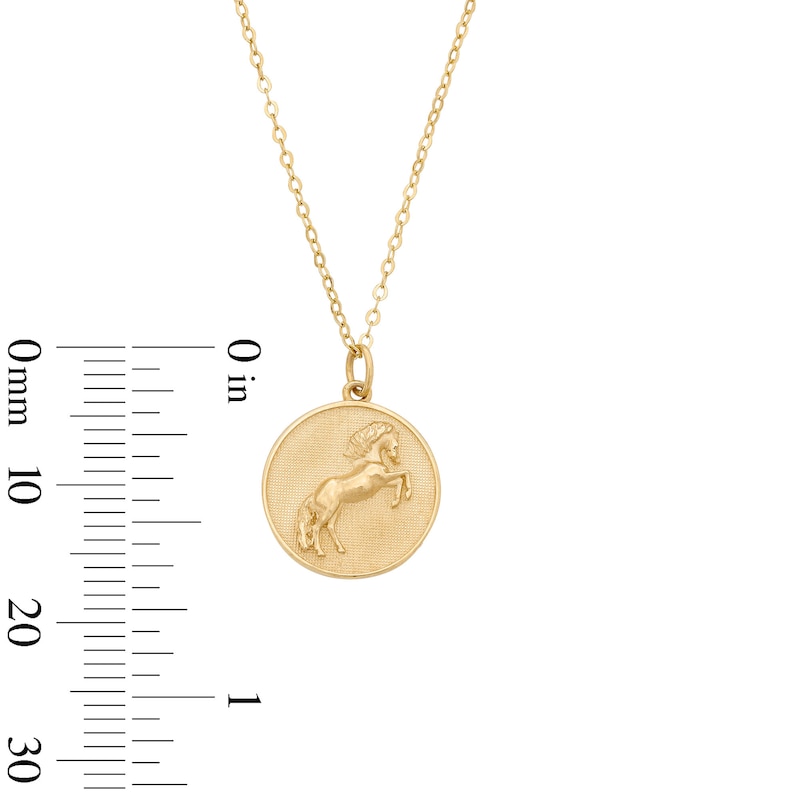 Main Image 2 of Rearing Horse Medallion Pendant in Solid 14K Gold