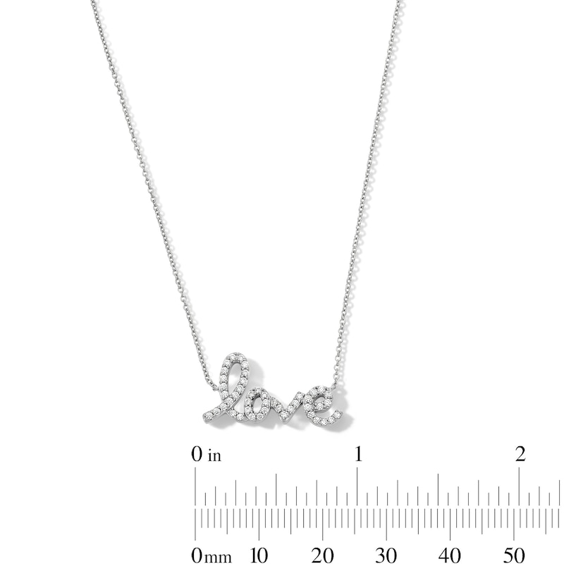 0.25 CT. T.W. Certified Lab-Grown Diamond "Love" Necklace in Sterling Silver (F/VS2)